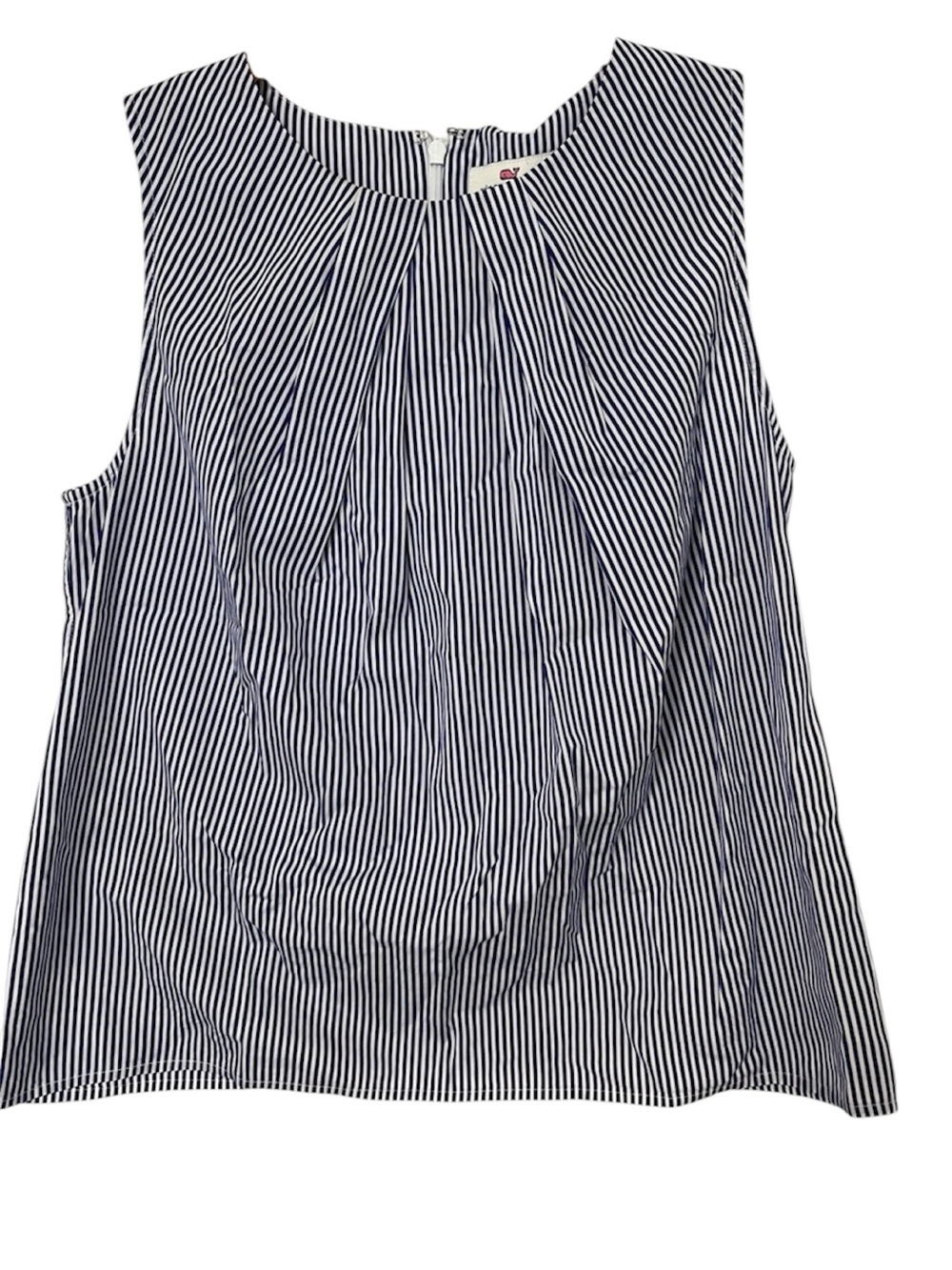 NWOT! Vineyard Vines Sleeveless Striped Top Pleated Neckline Blouse Marine